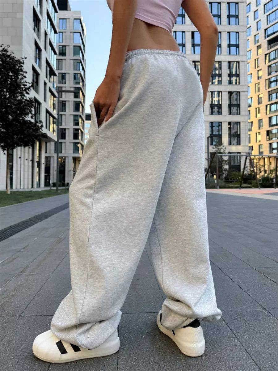 Liber Women's autumn loose lace-up straight pants
