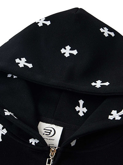Gothic Alphabet Cross Full Print Hoodies