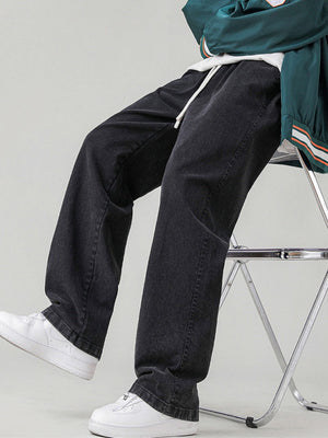 Washing Straight Wide-leg Jeans