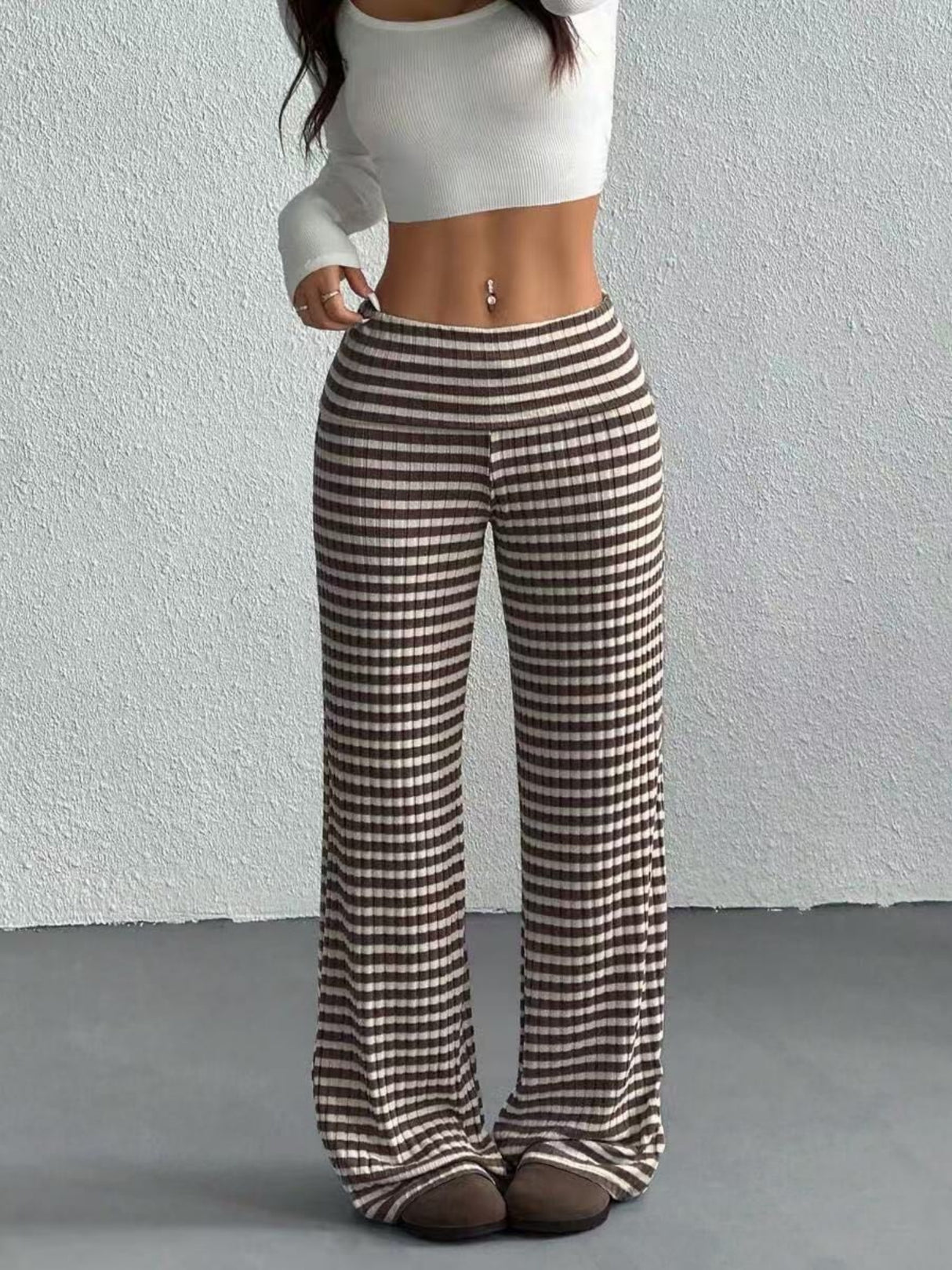 Y2K Bow Stripes Color Blocking Sweet Pants