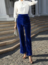 Velvet Bootcut Pants High-waisted Zipper Pants