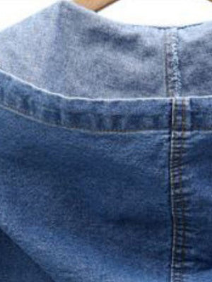 Long Denim Jacket, Loose Fit Casual Style Hooded Coat