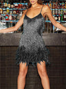 Tassel Sequins Feather Splicing Mini&Short Dresses