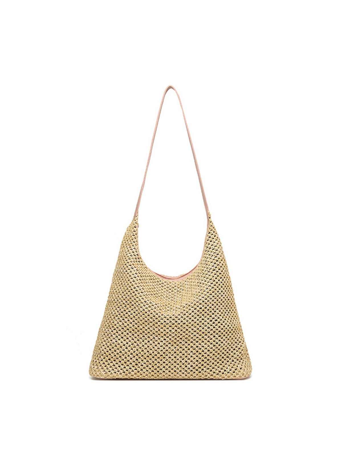 Solid Color Straw Shoulder Bag For Vacation