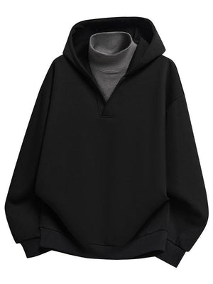 Fake Two Pieces Turtleneck American Loose Hoodies