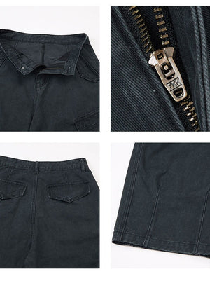 Retro Washing Silhouette Loose Wide-leg Cargo Leisure Machete Cargo Trousers
