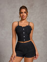 Openwork Ruffle Edge Tank Top And Shorts Loungewear 2-piece Sets