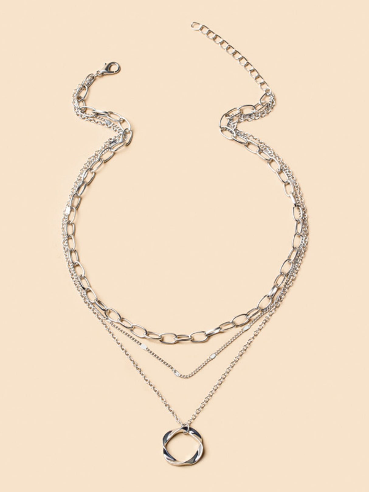 Alloy Necklace With Electroplated Circle Pendant, Fashion Necklace