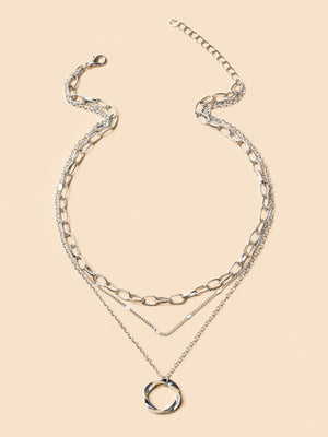 Alloy Necklace With Electroplated Circle Pendant, Fashion Necklace