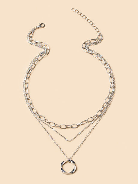 Alloy Necklace With Electroplated Circle Pendant, Fashion Necklace