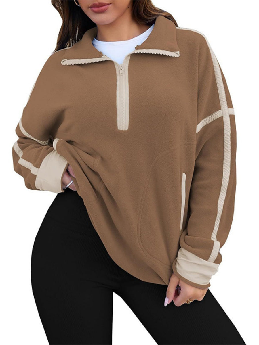 Plush Half Zipper Outdoor Leisure Sports Sweatshirt