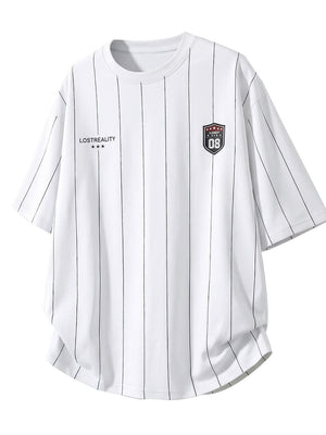 Printed Color-blocked Stripes Sports Loose-fit T-shirts