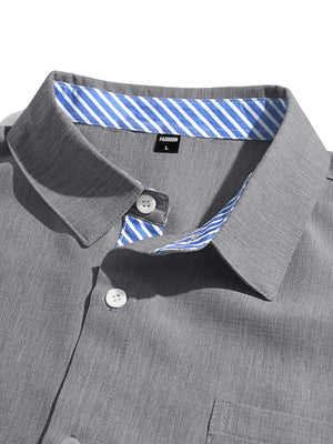Cotton And Linen Color-blocked Shirts