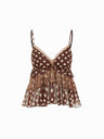 Leopard Print Chiffon Lace Trim Ruffle Tank Top
