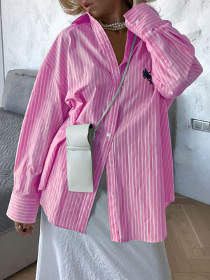 Stripes Buttons Long Sleeves Shirts