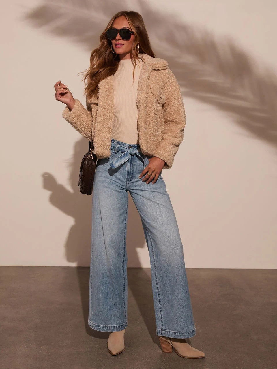 High-waisted Straps Water Wash Straight-leg Jeans