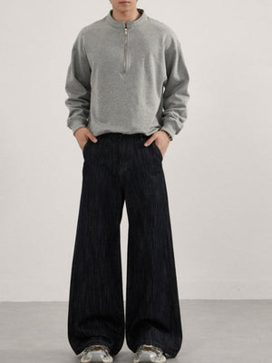 Retro Washing Bamboo Pattern Type A Cleanfit Drape Jeans