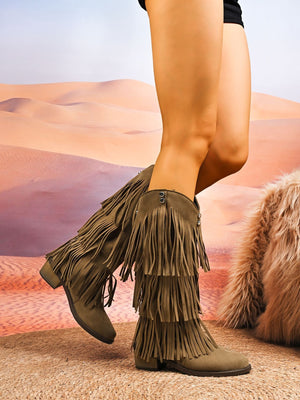 Retro High-top Tassel Women's Boots