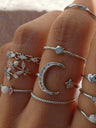 Star And Moon Diamond Ring Set