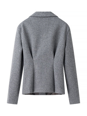 Blazer ajusté à revers et manches longues, jupe assortie, ensemble deux pièces en laine