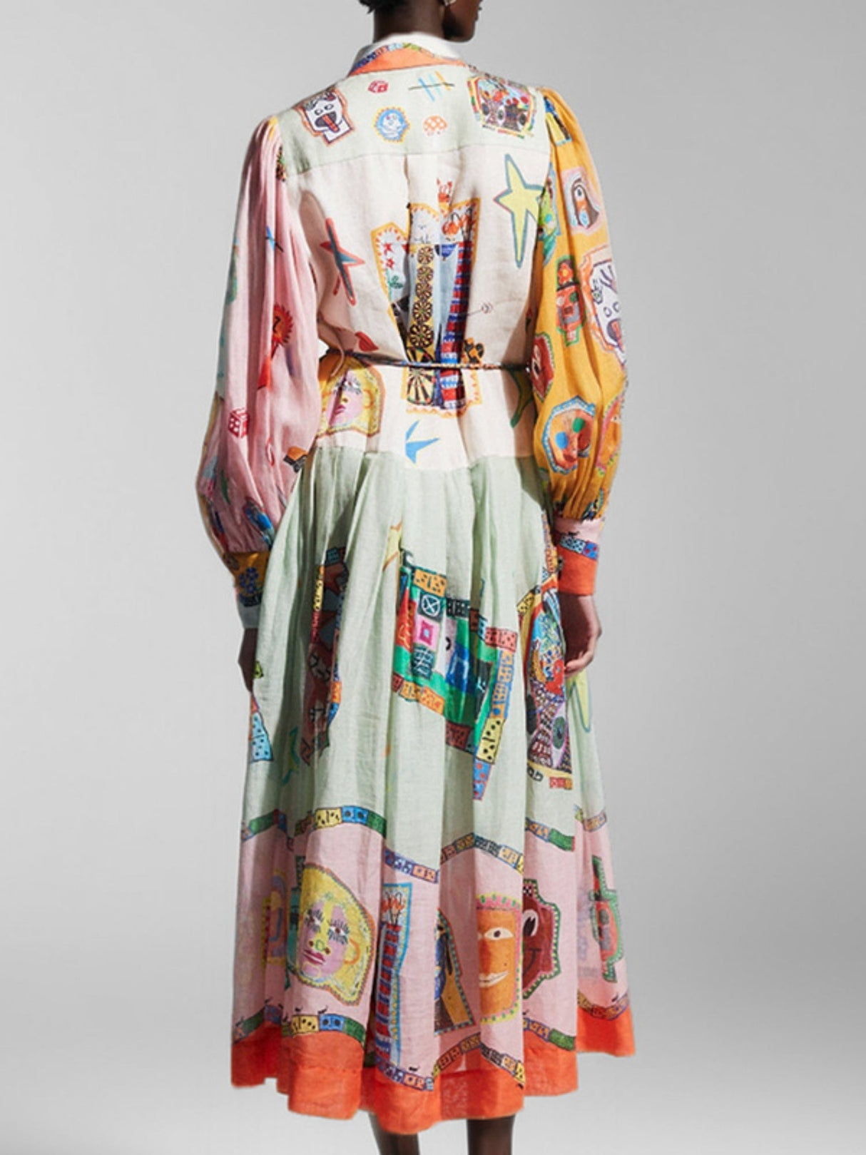 Robes maxi bohèmes à imprimé floral, col polo et manches lanternes