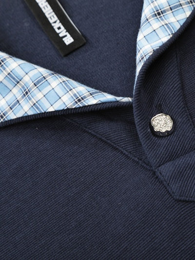 Plaid Layered-look Loose-fit POLO Shirt