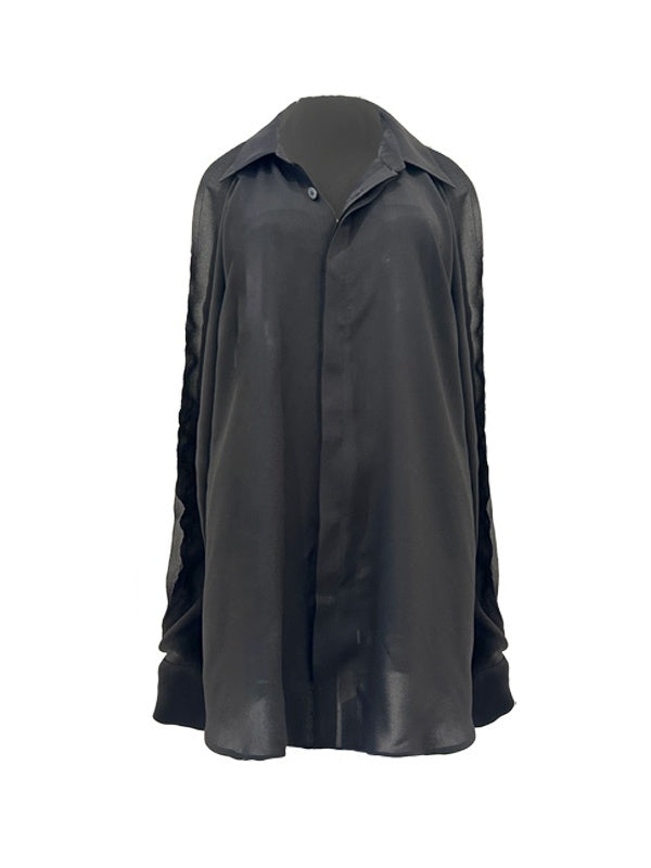 Openwork Sleeve Chiffon Blouse