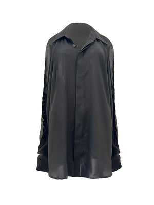 Openwork Sleeve Chiffon Blouse