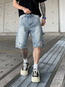 Diamond Full Diamond Hole Gradient 7 Points Denim Shorts