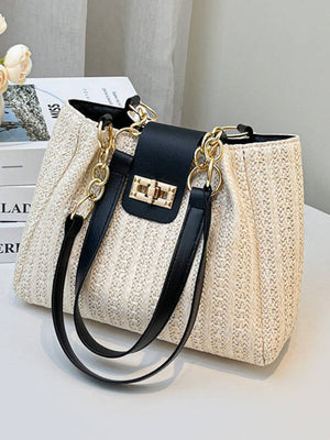 Holiday Straw Tote Bag