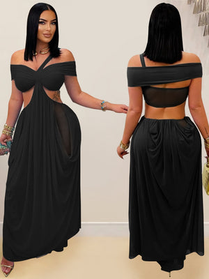 Gauze Sexy Bare Waist Parties Maxi Dresses