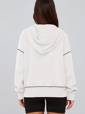 Lapel Splicing Hood Long Sleeve Half Zipper Hoodies