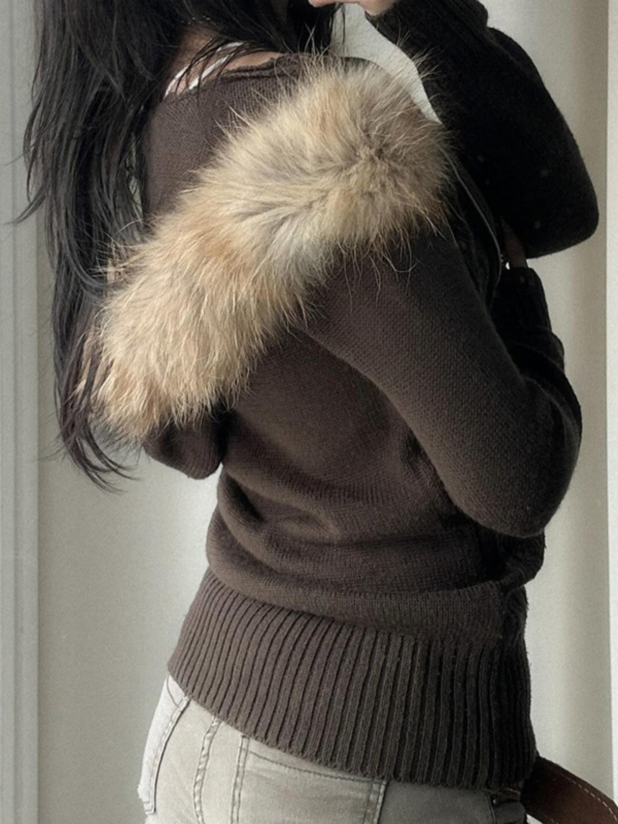 Twisted Dough Sticks Plush Patchwork Hoodies Zipper Sweater Cardigan