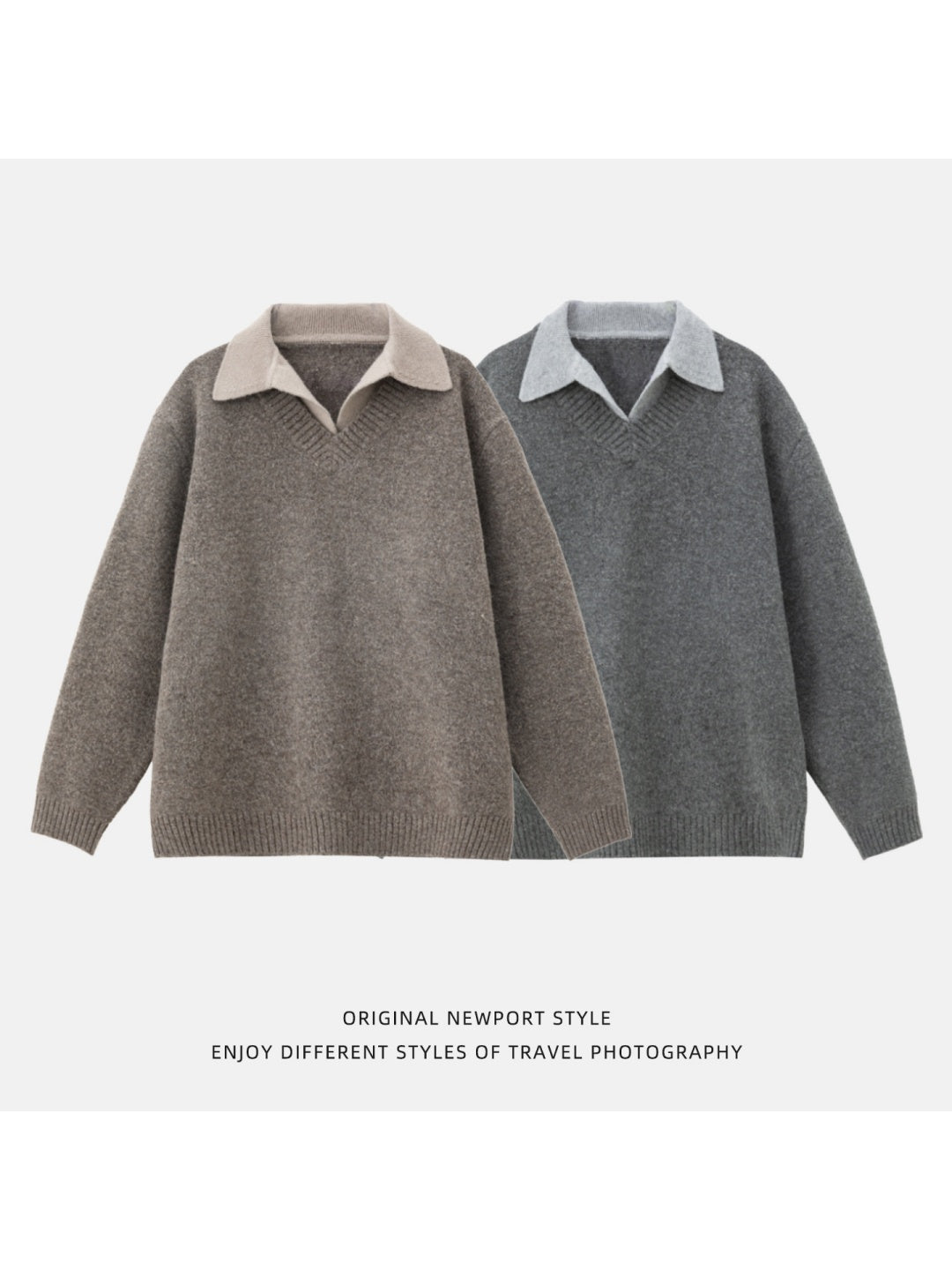 Liber Autumn Men's Fake two-piece lapel sweater