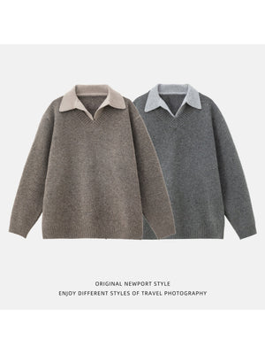 Liber Autumn Men's Fake two-piece lapel sweater