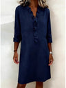 Ruffled Trim Long-sleeved Cotton-linen Short Dress