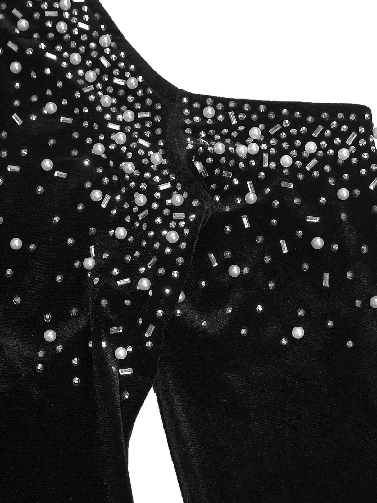 Robe de soirée maxi sans manches, ornée de strass thermocollants et de bulles, épaules dénudées