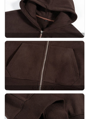 Casual Style Loose Short Style Zipper Hoodies