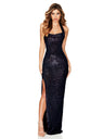 Slit Sequined Halter Neck Maxi Dresses