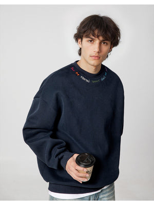 Liber Autumn Men's Embroidered Pattern Letter Sweatshirts
