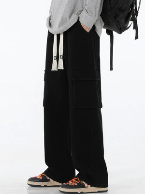 Smoky Gray Tooling Drawstring Straight Jeans