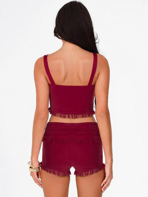 Liber Summer Women's Gauze Solid Color 2-piece Sets