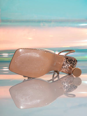 Floral Cross Strap High-Heeled Sandals