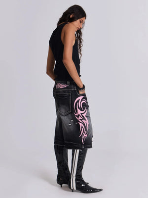 Jean à imprimés rétro Y4k Wash The Hole Five-point Pants