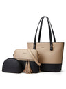 Color-blocked Tote Bag 3-piece Set