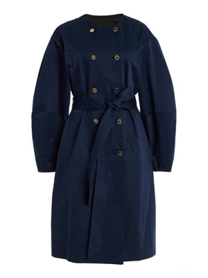 Liber Autumn Women's Button Belt Coat Overcoat Leg of Mutton Sleeve Short Dress