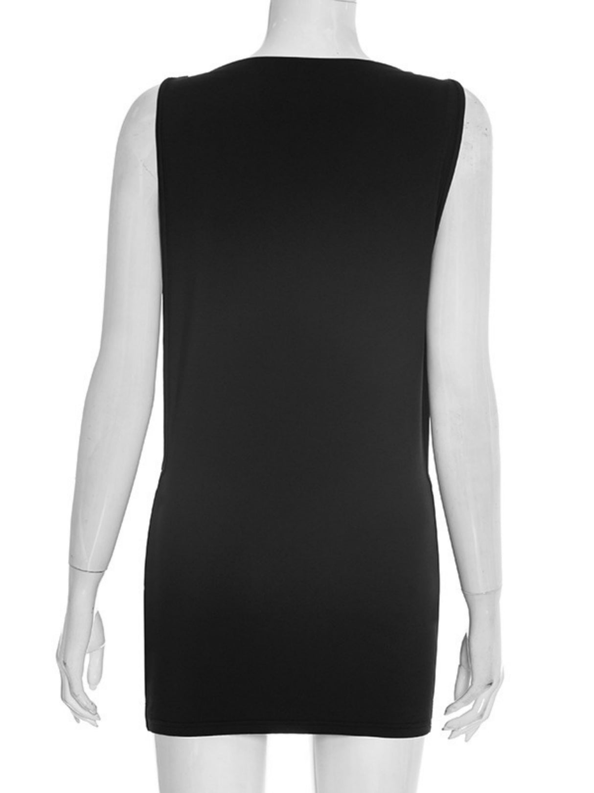 Hollowed-out Chicken Eye Round Neck Sleeveless Mini&Short Dresses