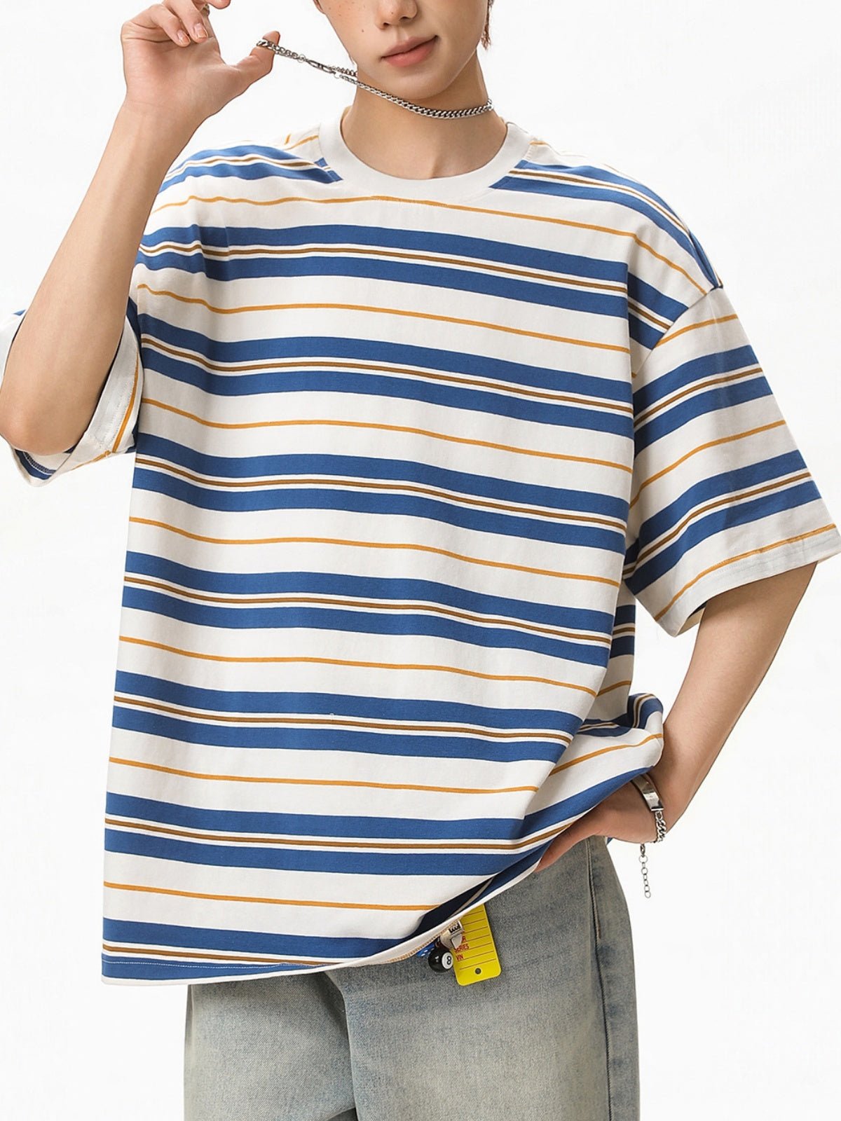 Color-blocked Stripes Loose-fit T-shirts