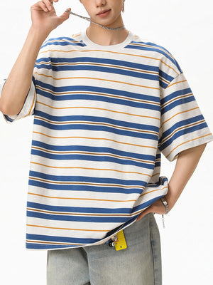 Color-blocked Stripes Loose-fit T-shirts