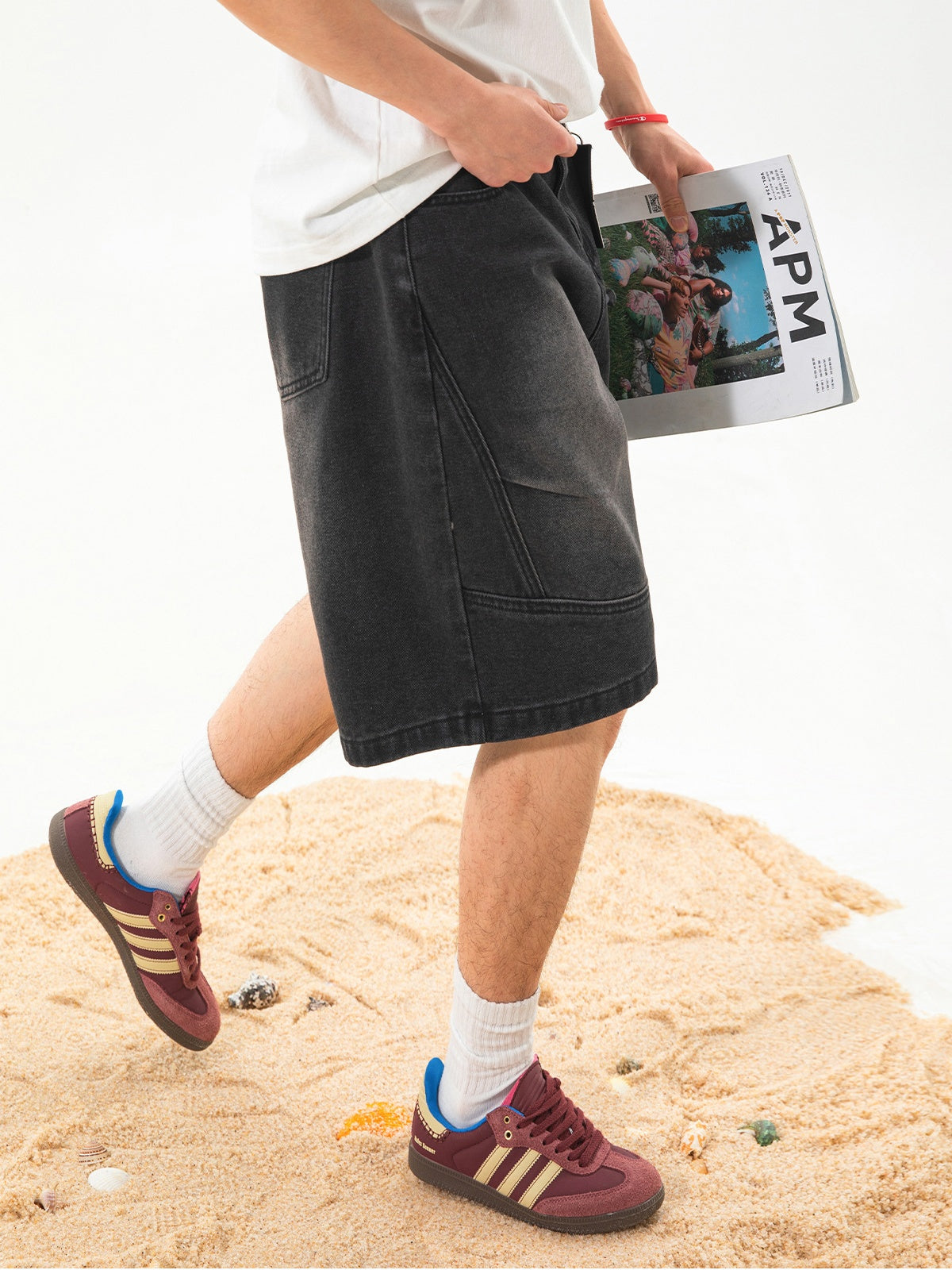 Loose-fit Water-washed Distressed Five Points Denim Shorts